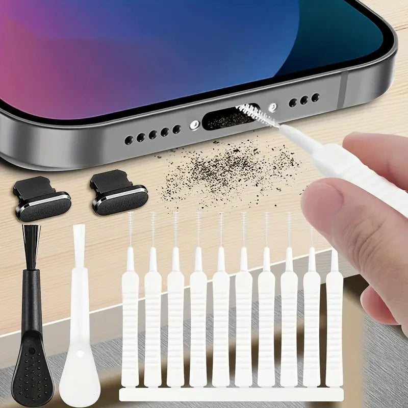 Mobile Phone Charging Port Dust Plug Removal Cleaner Kit for iPhone 15 14 13 Pro Max Computer Keyboard Dustproof Cleaning Brush