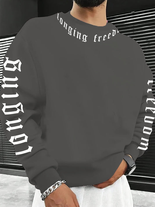 The new men's round-neck hoodie for Spring and Autumn 2025 is a casual and fashionable streetwear with letter prints