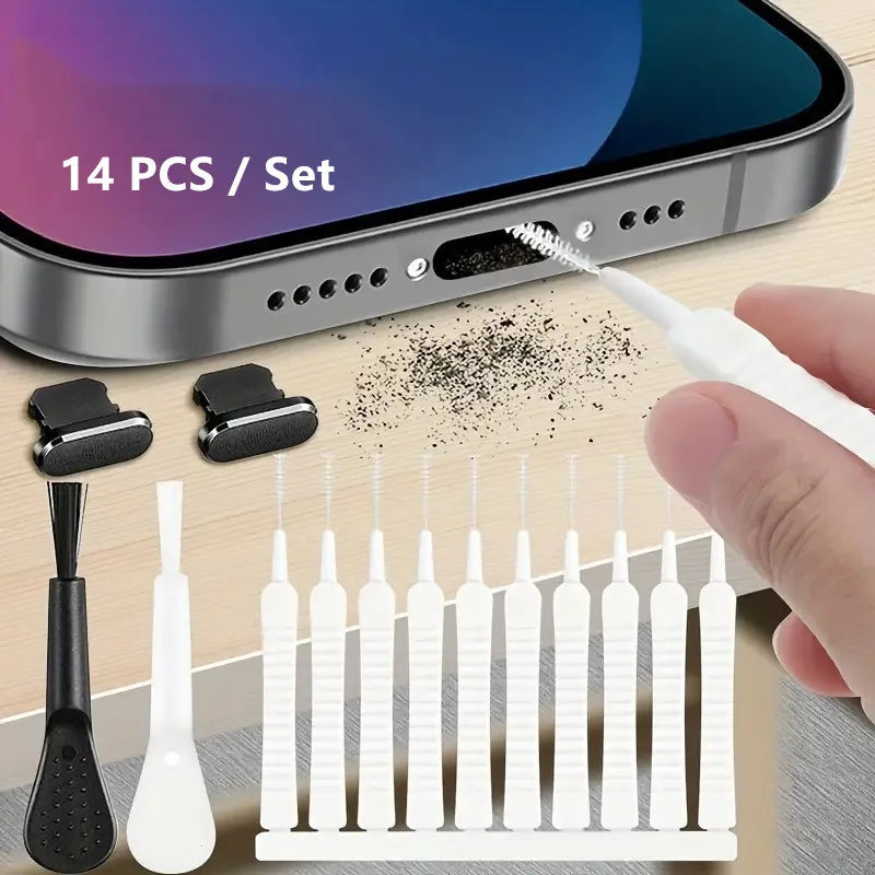 Mobile Phone Charging Port Dust Plug Removal Cleaner Kit for iPhone 15 14 13 Pro Max Computer Keyboard Dustproof Cleaning Brush